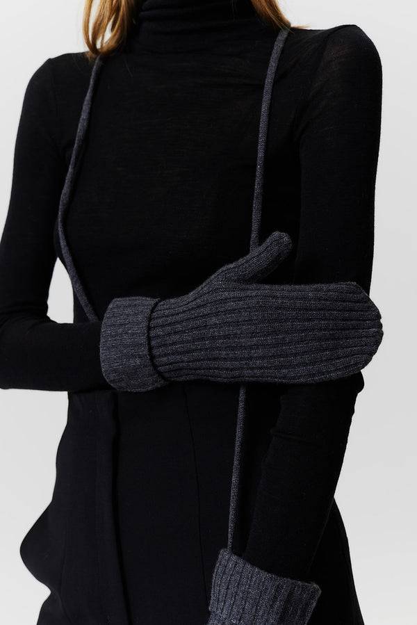 Prinz Berlin Kaschmir Mittens Rib Knit Graphit