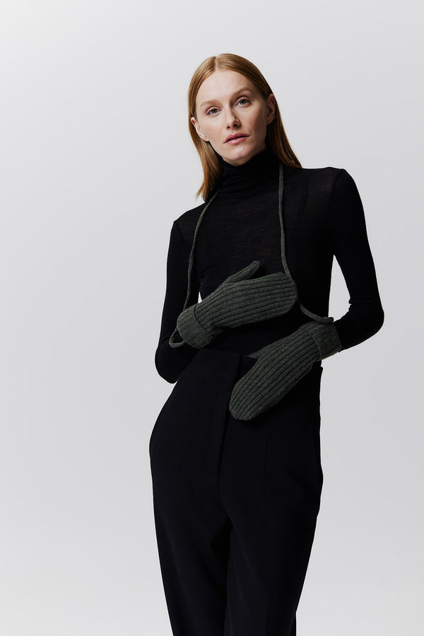 Prinz Berlin Kaschmir Mittens Rib Knit Grün