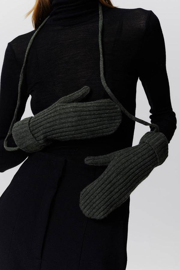 Prinz Berlin Kaschmir Mittens Rib Knit Grün