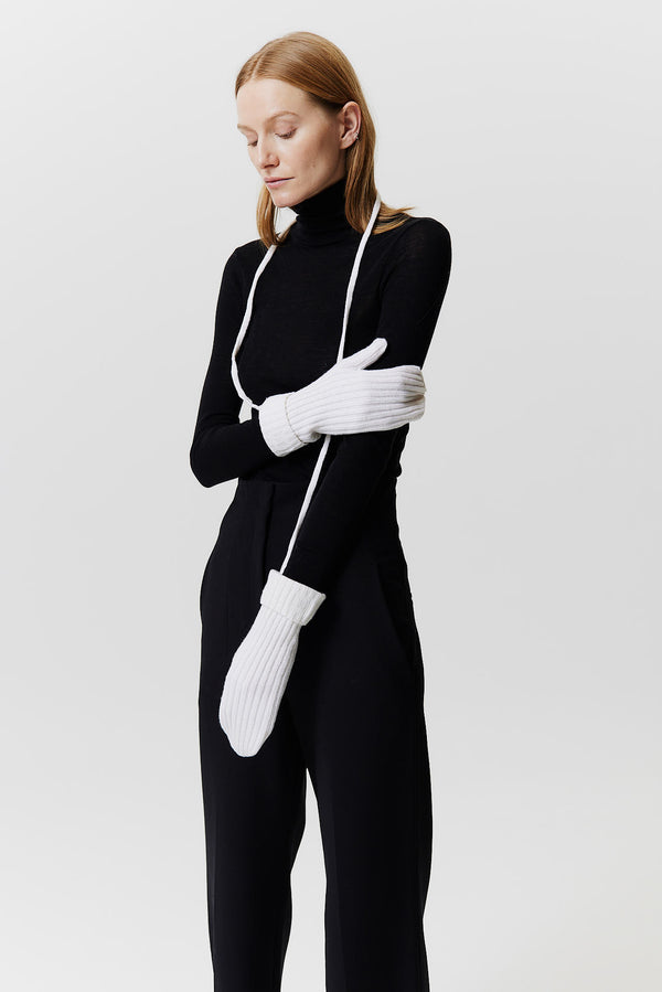 Prinz Berlin Kaschmir Mittens Rib Knit Off-White