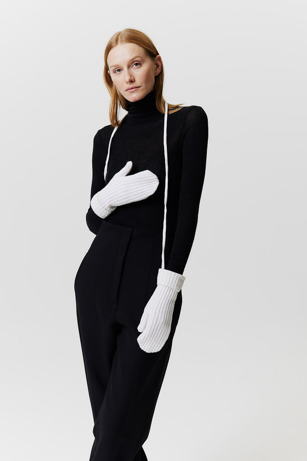 Prinz Berlin Kaschmir Mittens Rib Knit Off-White