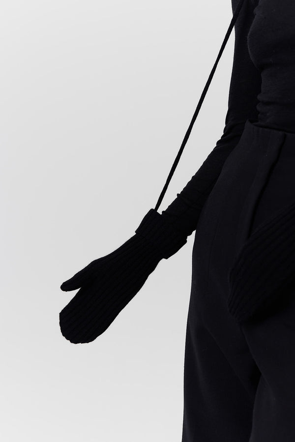 Prinz Berlin Kaschmir Mittens Rib Knit Schwarz