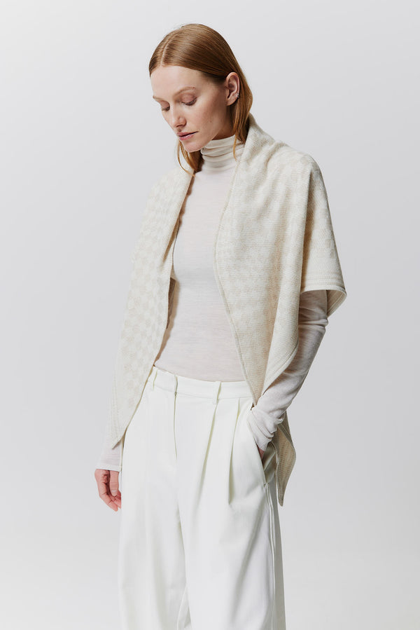 Prinz Berlin Kaschmir Triangle Jacquard Weiß