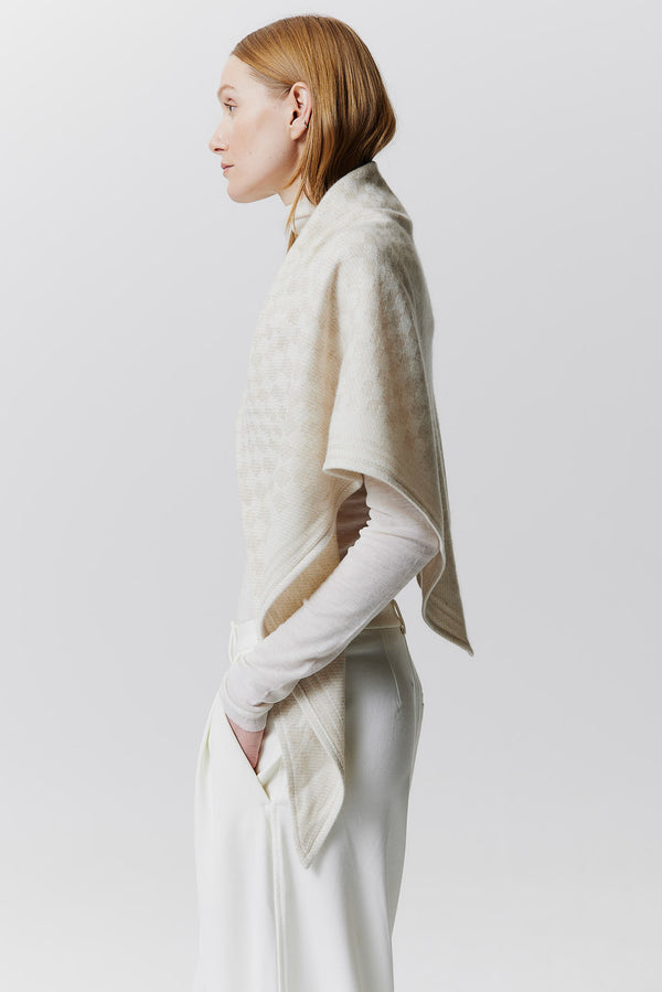 Prinz Berlin Kaschmir Triangle Jacquard Weiß