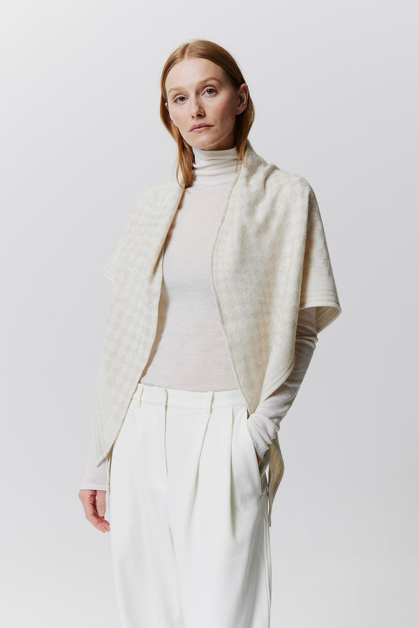 Prinz Berlin Kaschmir Triangle Jacquard Weiß