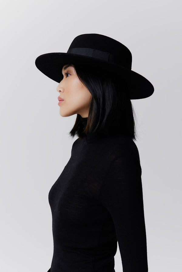 Prinz Berlin Merino 344 Hut Short Brim Schwarz