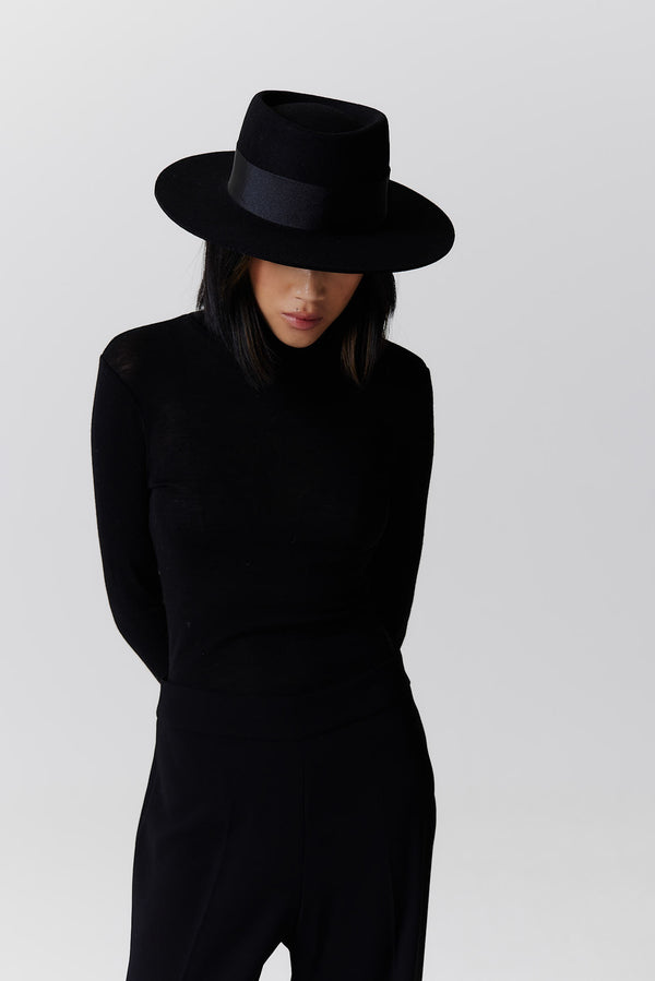 Prinz Berlin Merino 344 Hut Short Brim Schwarz