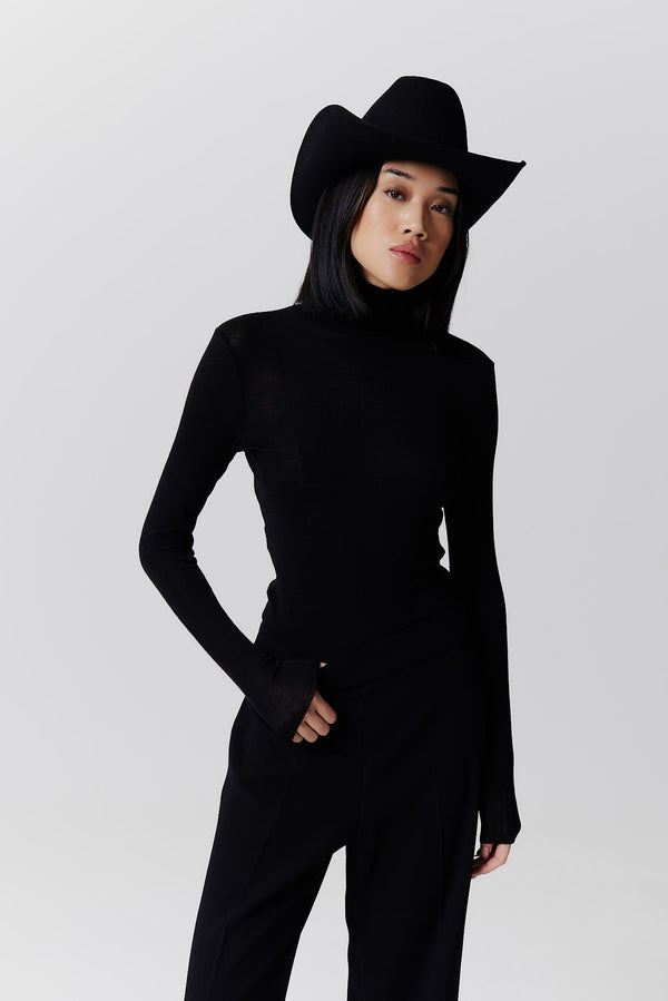 Prinz Berlin Merino Cowboy Hut Lifted Brim Schwarz