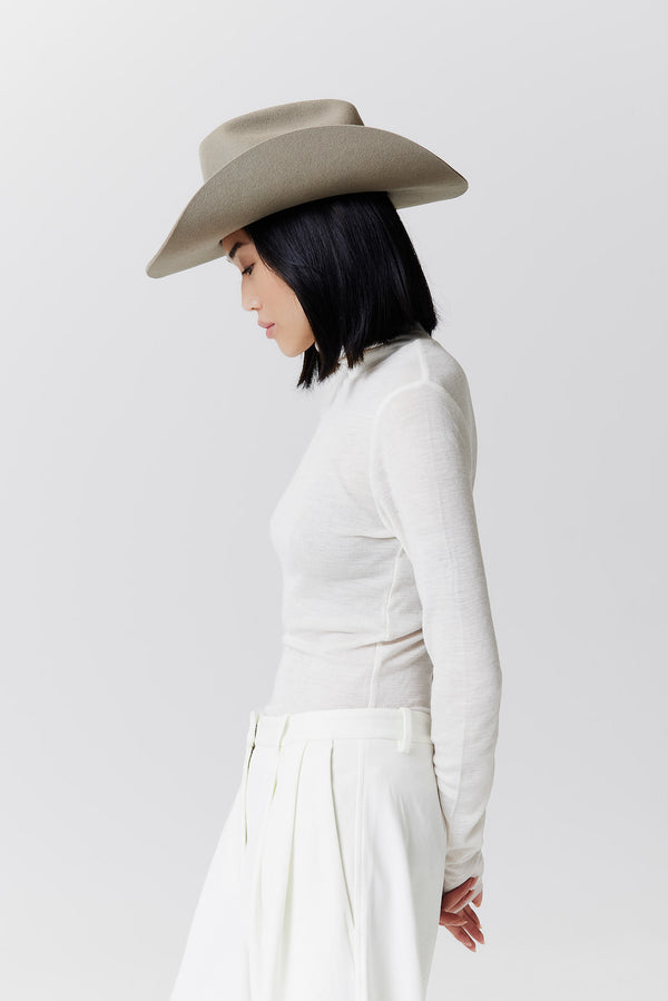 Prinz Berlin Merino Cowboy Hut Lifted Brim Taupe