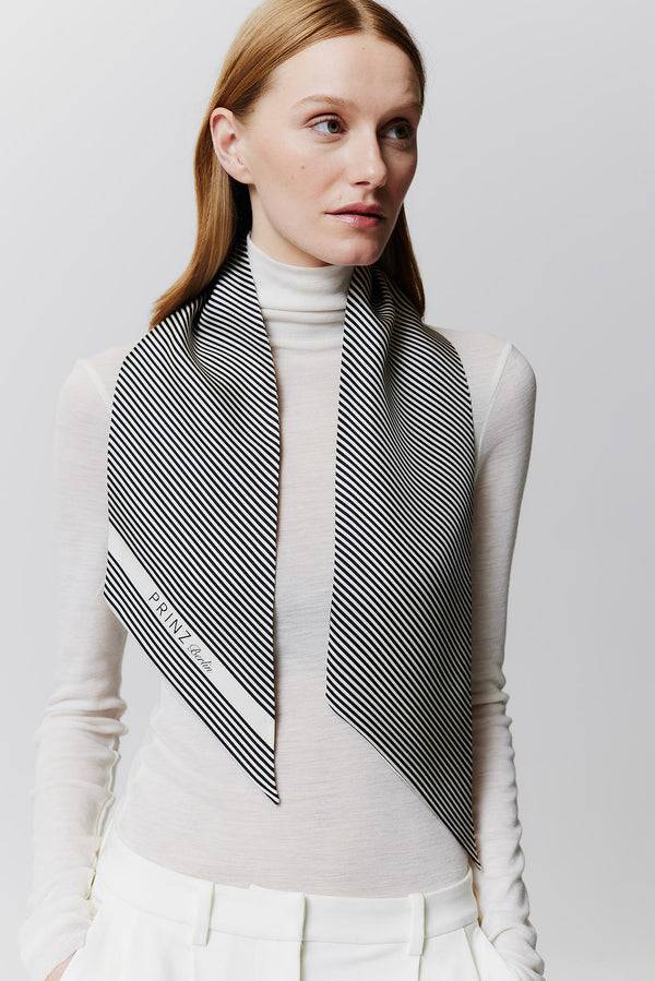 Prinz Berlin Seidenbandeau Stripes In Off-White