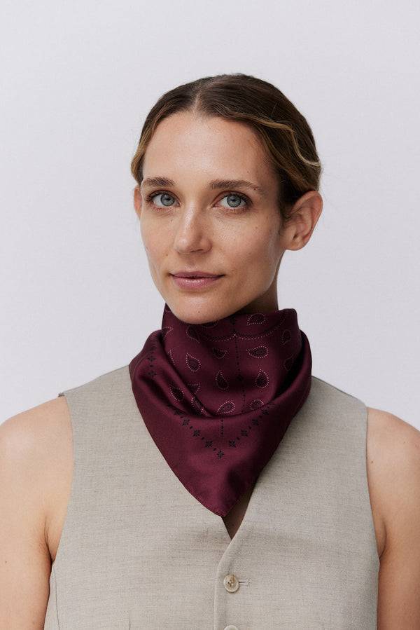 Prinz Berlin Seidentuch Paisley 70 Bordeaux