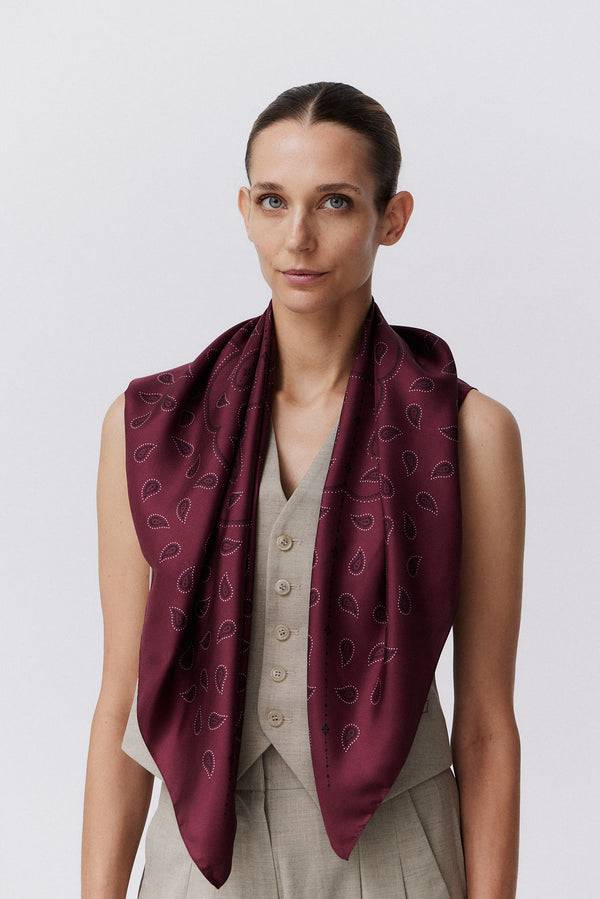 Prinz Berlin Seidentuch Paisley 90 Bordeaux