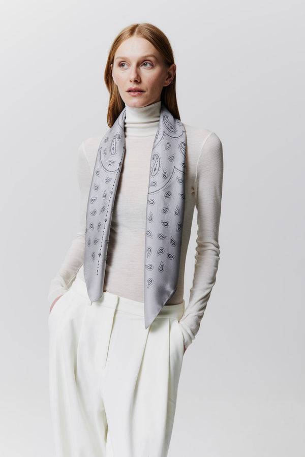 Prinz Berlin Seidentuch Paisley 90 Grau