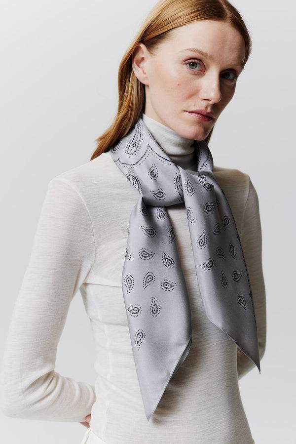 Prinz Berlin Seidentuch Paisley 90 Grau