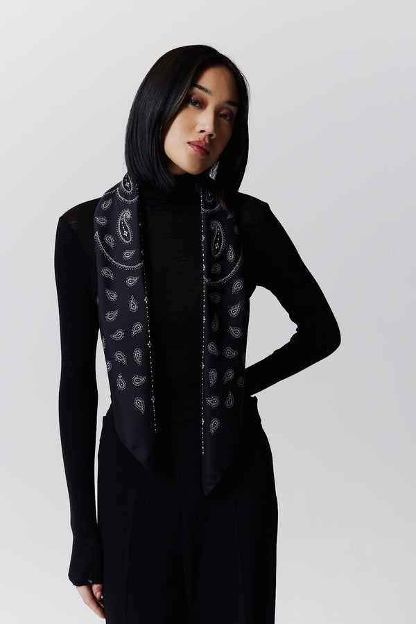 Prinz Berlin Seidentuch Paisley 90 Schwarz