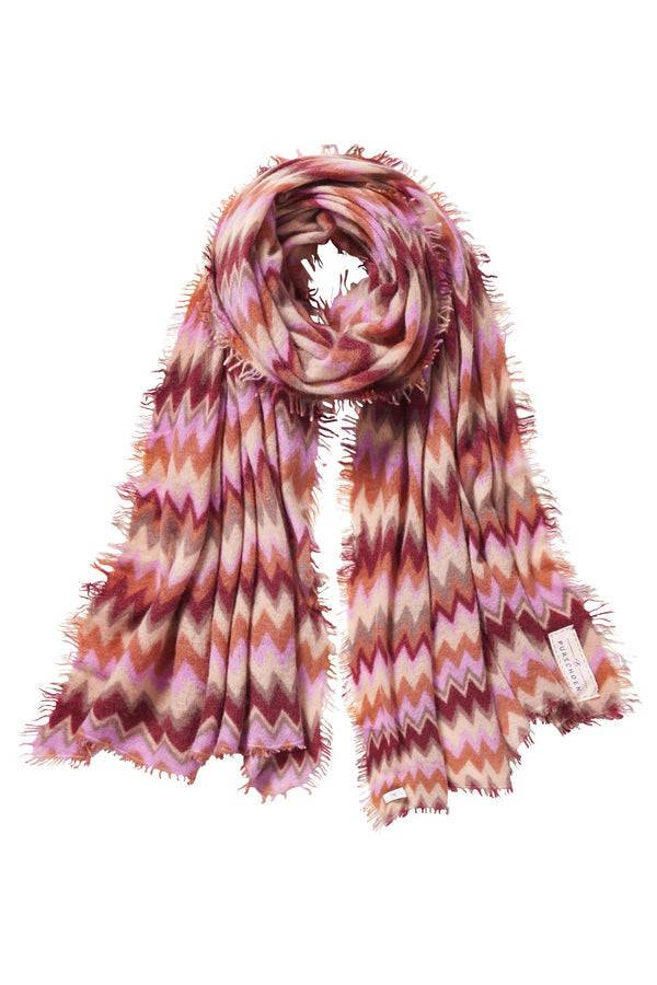 Pur Schoen Schal Chevron Bordo-camel Classic