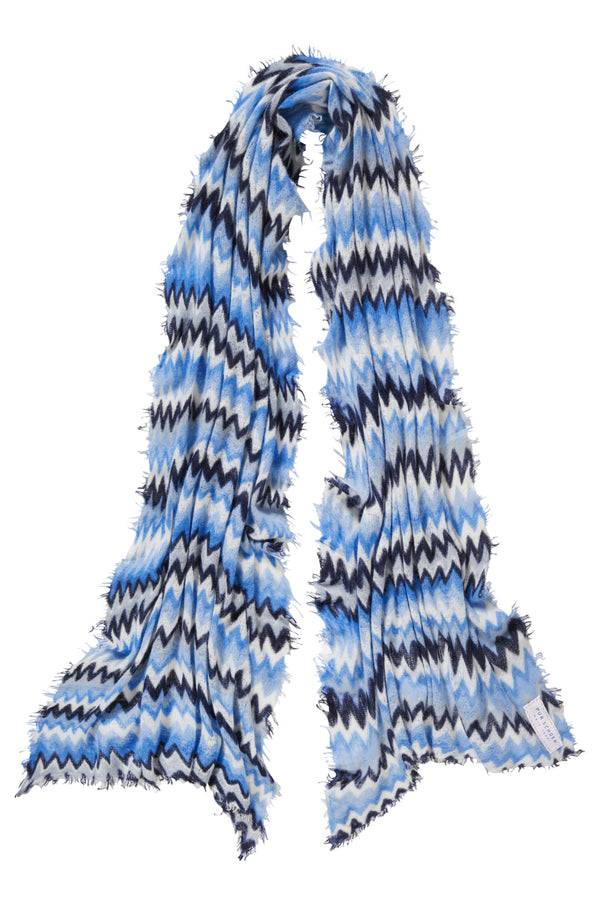 Pur Schoen Schal Chevron Skyblue-silber
