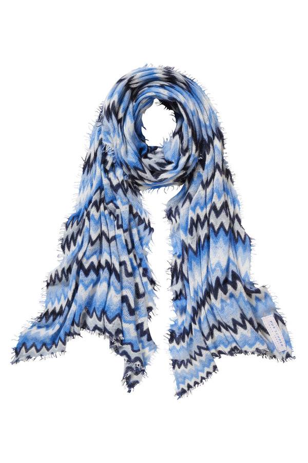 Pur Schoen Schal Chevron Skyblue-silber