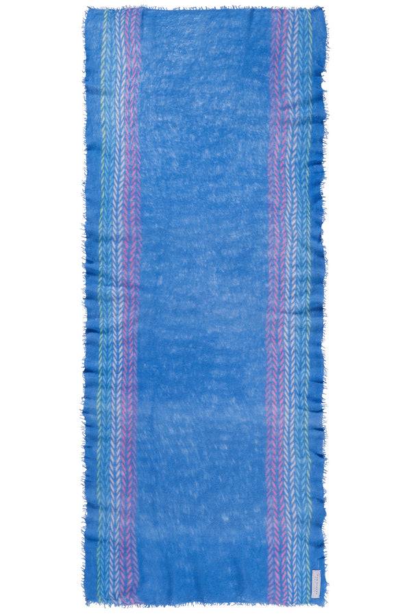 Pur Schoen Schal Ethno Border Skyblue