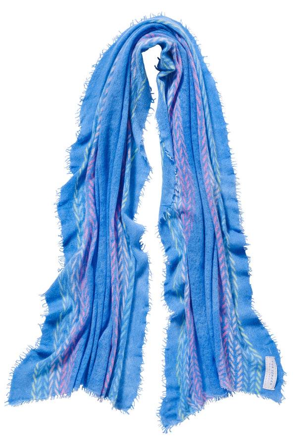 Pur Schoen Schal Ethno Border Skyblue