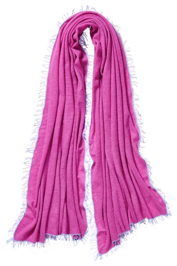 Pur Schoen Schal Fuchsia Fransen Sky Blue