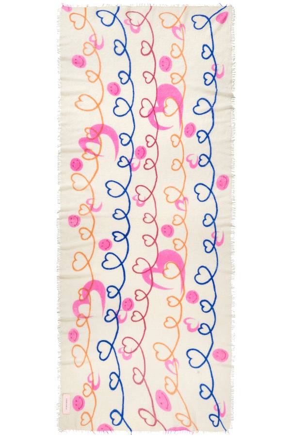 Pur Schoen Schal Herzandsmiley Natural-royal Blue