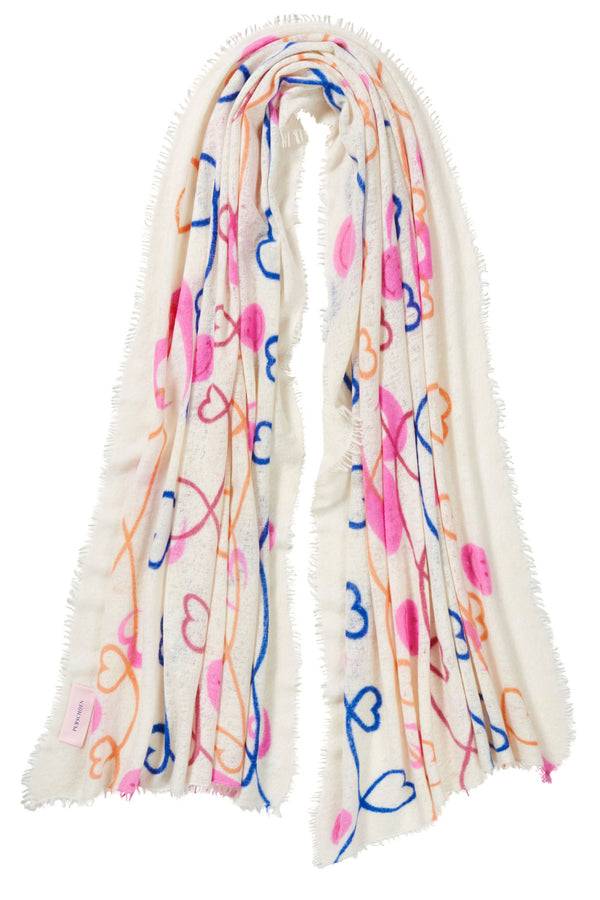 Pur Schoen Schal Herzandsmiley Natural-royal Blue