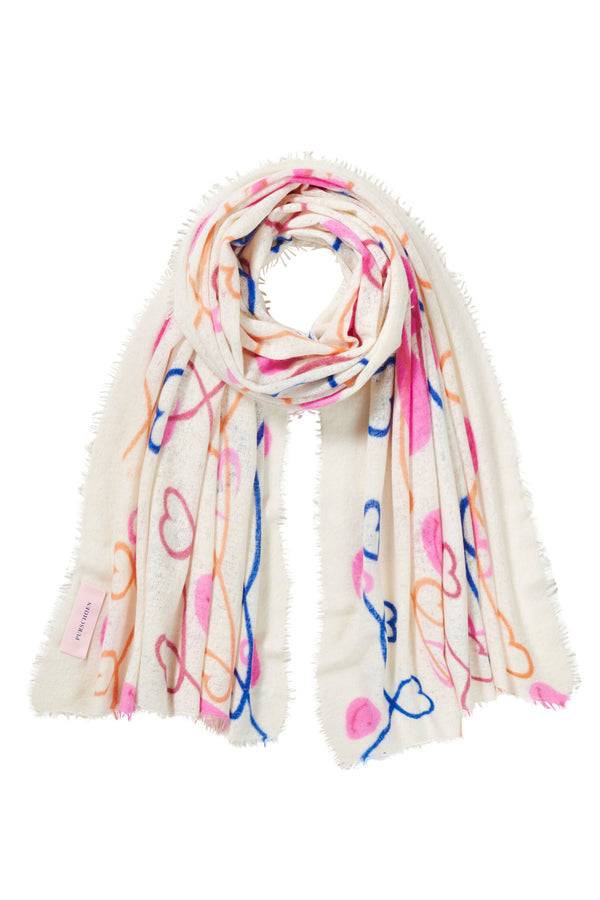 Pur Schoen Schal Herzandsmiley Natural-royal Blue