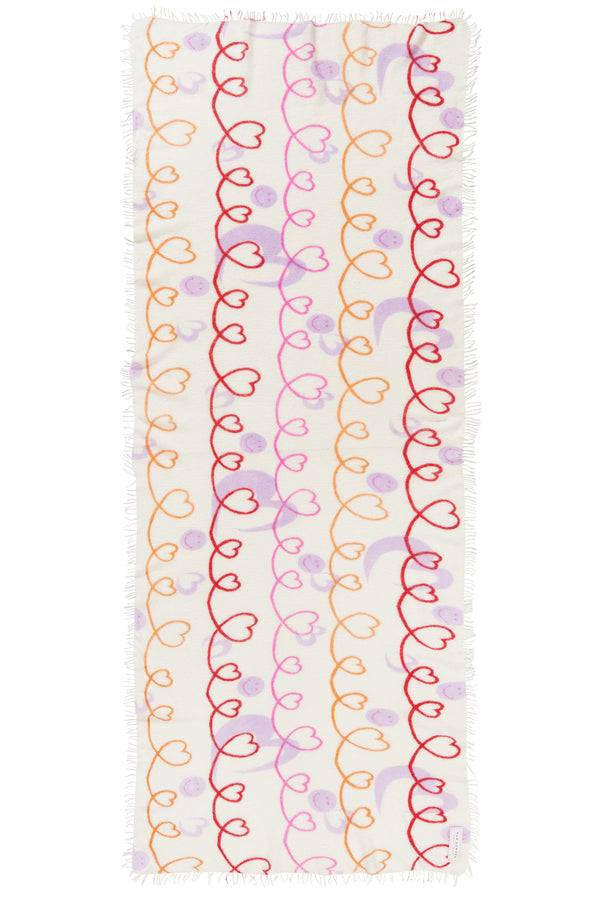 Pur Schoen Schal Herzandsmiley Weiss-pink