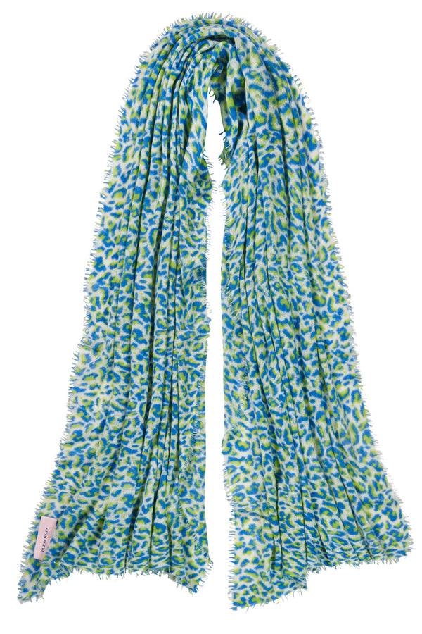 Pur Schoen Schal Leo Sky Blue-neon Grün