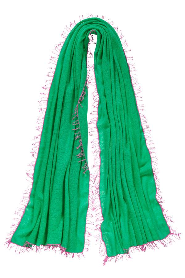 Pur Schoen Schal Limette Fransen Pink