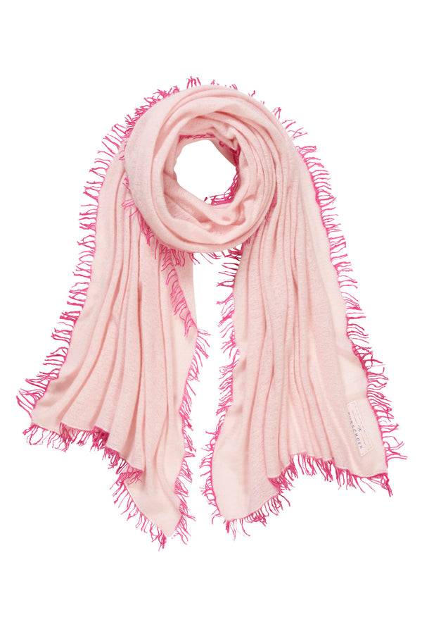 Pur Schoen Schal Puder Rose Fransen Pink