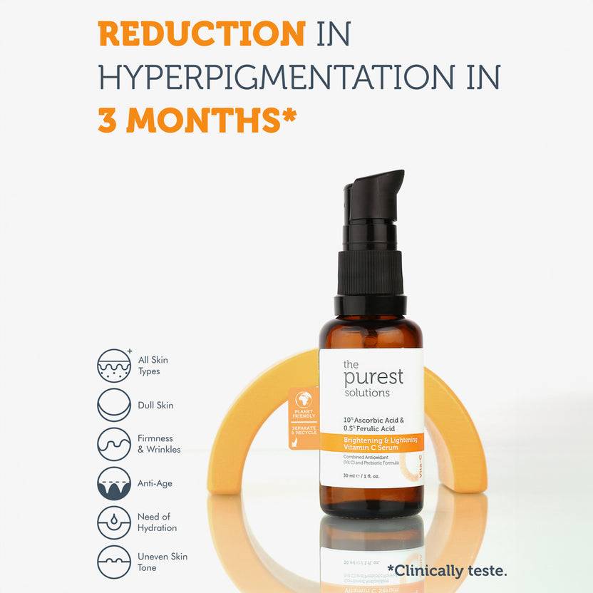 The Purest Solutions 10% Ascorbic Acid + 0,5% Ferulic Acid Brightening & Lightening Vitamin C Serum (30ml)
