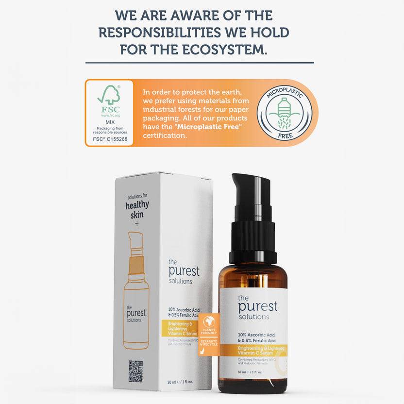 The Purest Solutions 10% Ascorbic Acid + 0,5% Ferulic Acid Brightening & Lightening Vitamin C Serum (30ml)