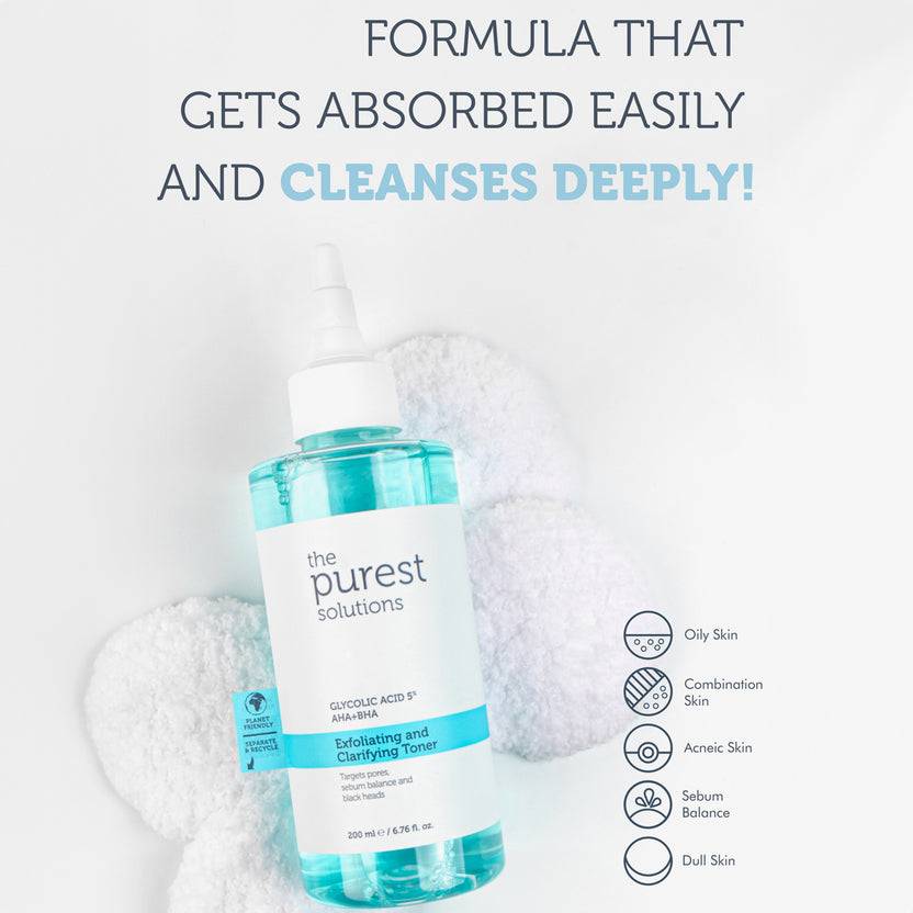 The Purest Solutions 5% Glycolic Acid + AHA & BHA Exfoliating And Clarifying Toner (200ml)