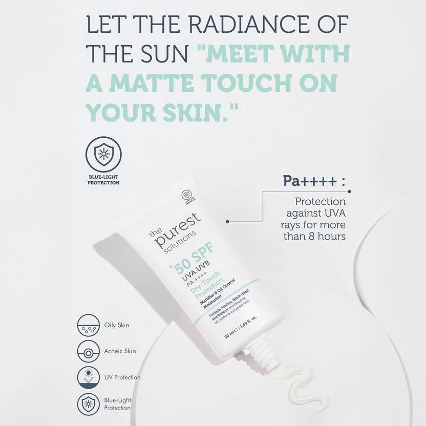 The Purest Solutions 50+ SPF UVA/UVB Dry-Touch Protection Mattifier & Oil Control Moisturizer Sunscreen (50ml)
