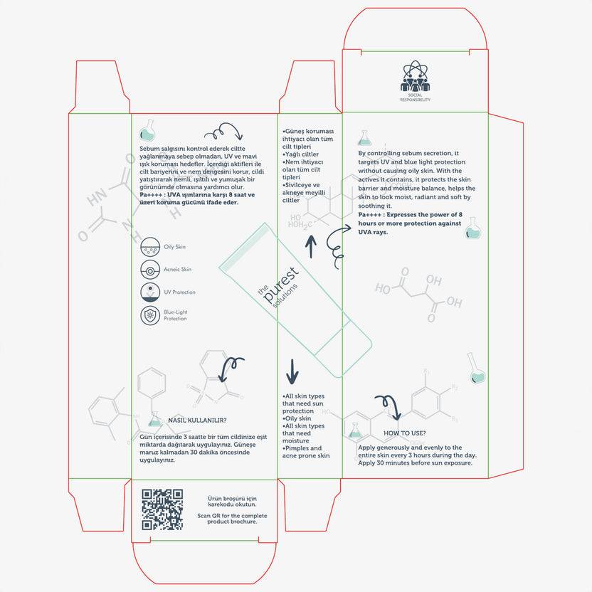 The Purest Solutions 50+ SPF UVA/UVB Dry-Touch Protection Mattifier & Oil Control Moisturizer Sunscreen (50ml)