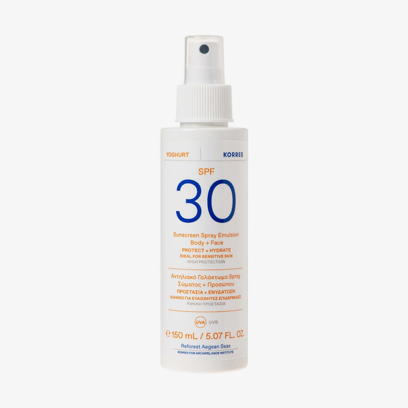 KORRES Yoghurt Sonnenschutz Sprüh-Emulsion für Gesicht & Körper SPF30 (150ml)