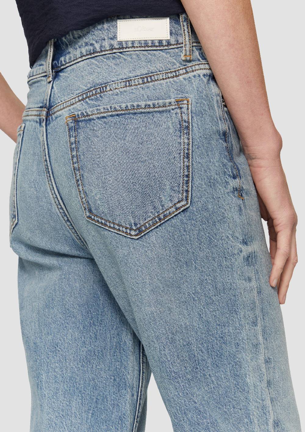 S.Oliver Ankle-Jeans Mom / Regular Fit / High Rise / Tapered Leg / Used-Effekt