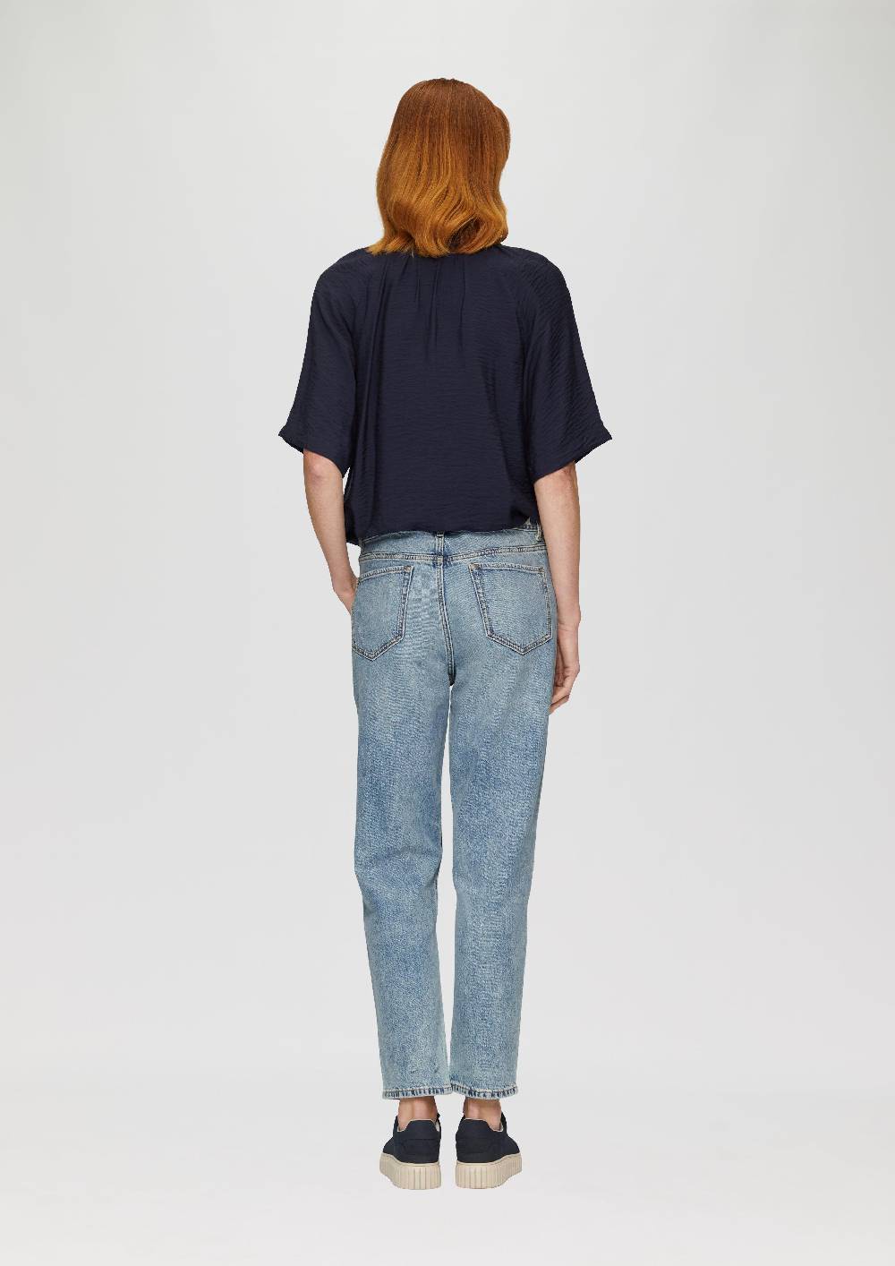 S.Oliver Ankle-Jeans Mom / Regular Fit / High Rise / Tapered Leg / Used-Effekt