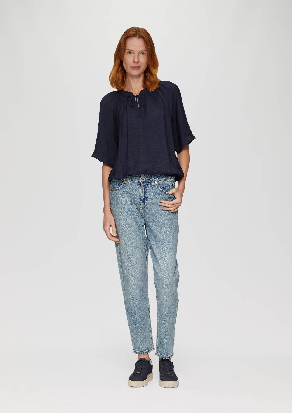 S.Oliver Ankle-Jeans Mom / Regular Fit / High Rise / Tapered Leg / Used-Effekt