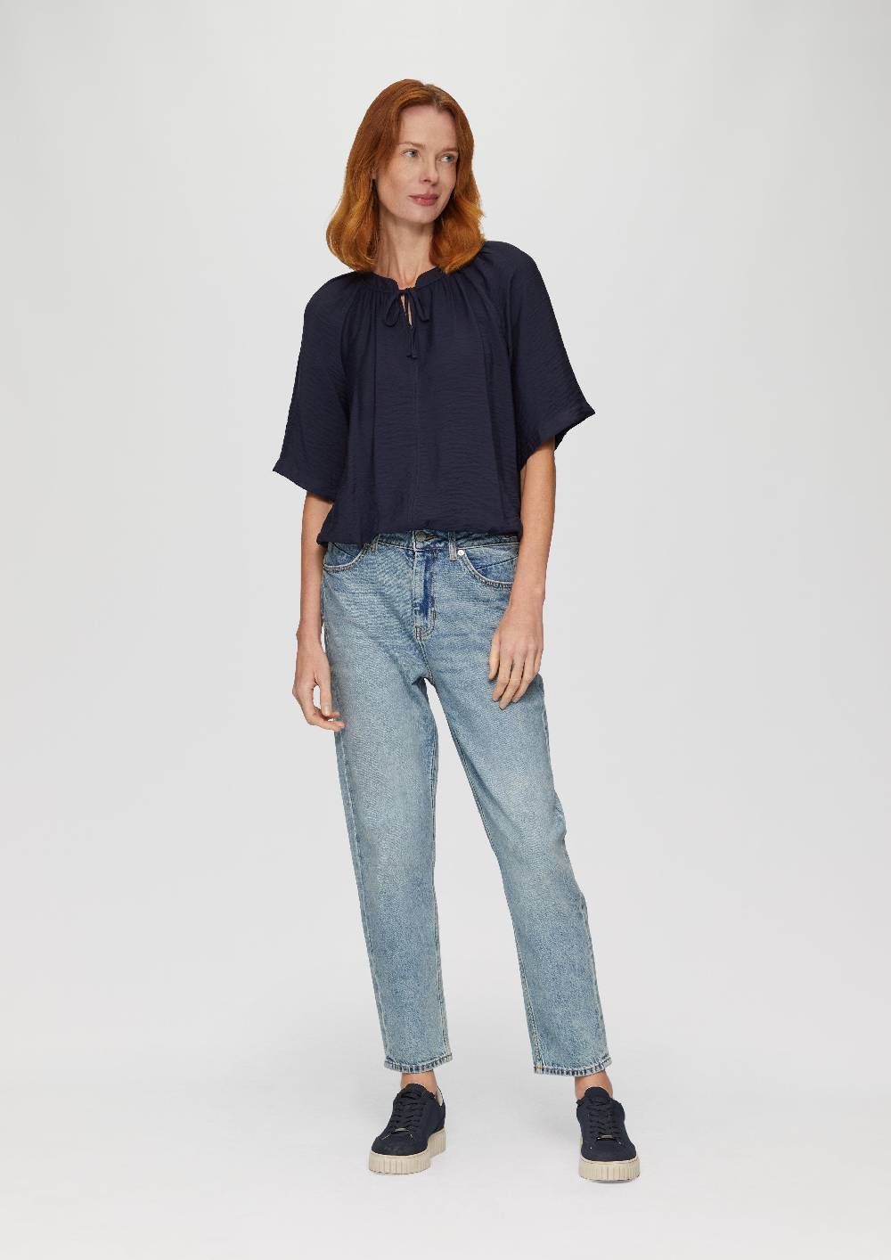 S.Oliver Ankle-Jeans Mom / Regular Fit / High Rise / Tapered Leg / Used-Effekt