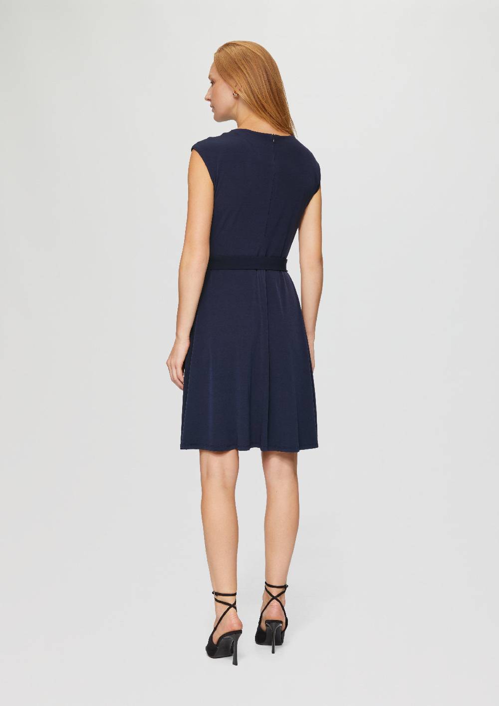 S.Oliver Ausgestelltes Jersey-Kleid Mit Falte Und Bindegürtel