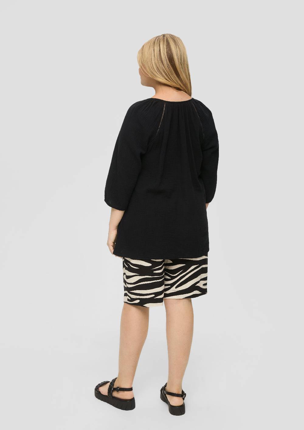 S.Oliver Baumwoll-Bluse Mit Raffung Und Rundhals-Ausschnitt