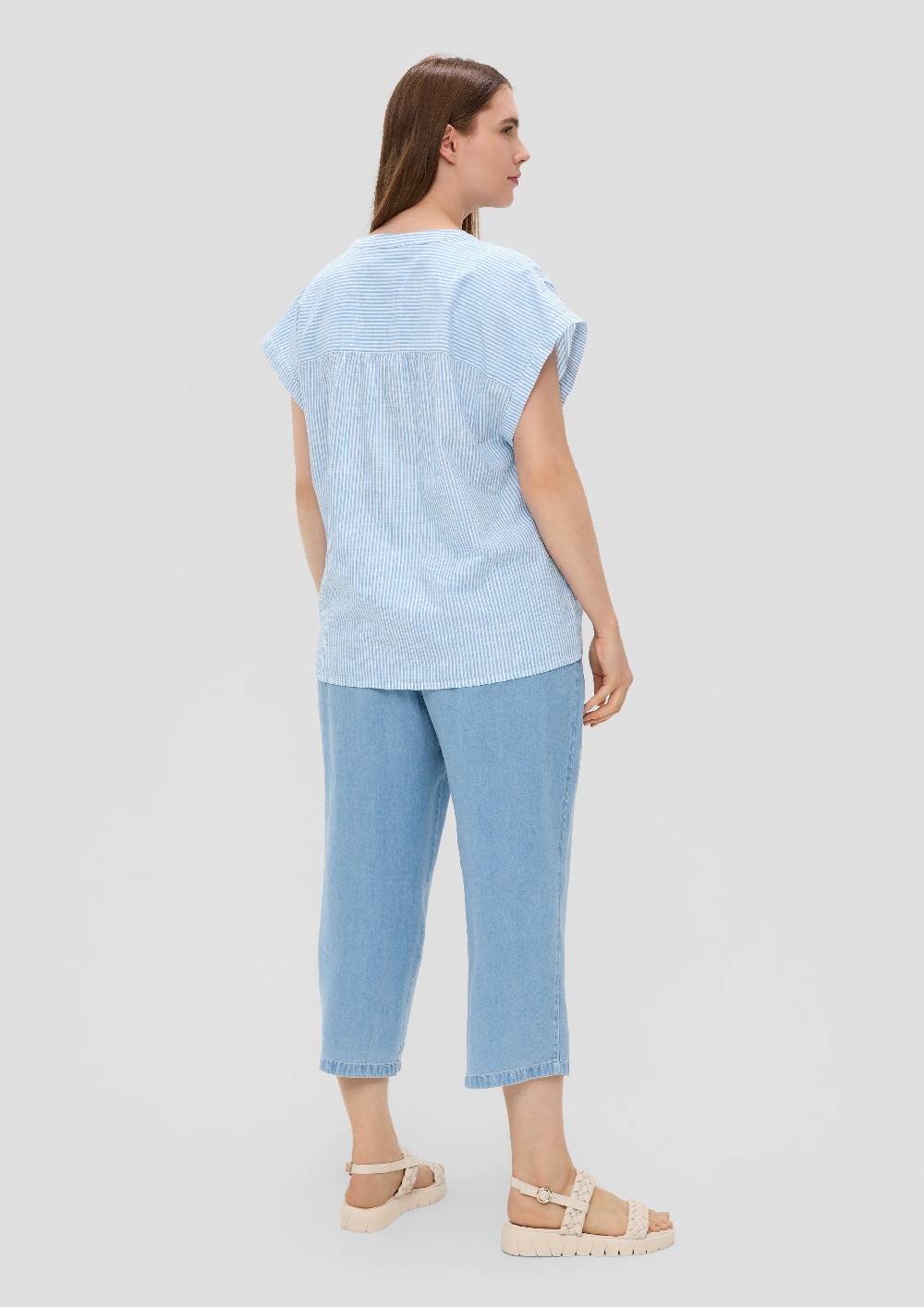 S.Oliver Baumwoll-Bluse Mit Tunika-Ausschnitt Und Leichten Raffungen