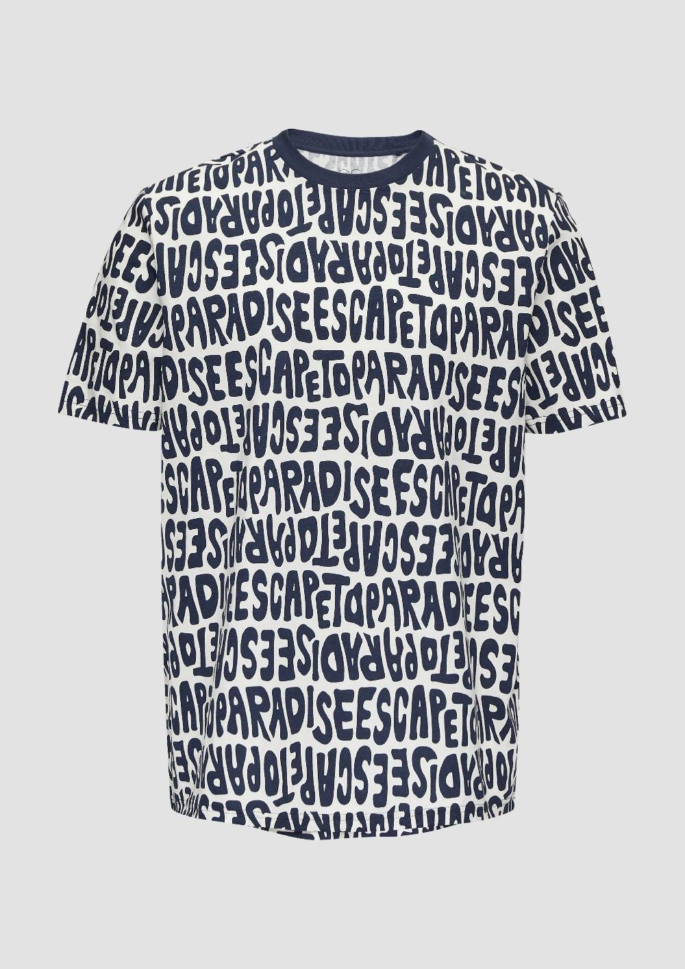 S.Oliver Baumwoll-T-Shirt Mit All-over-Print Und Rippblende
