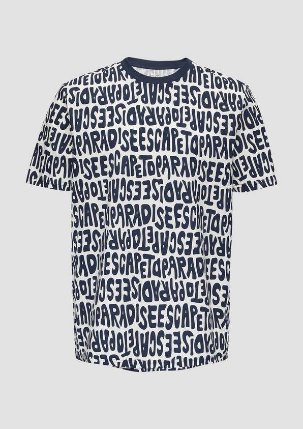s.Oliver Baumwoll-T-Shirt mit All-over-Print und Rippblende