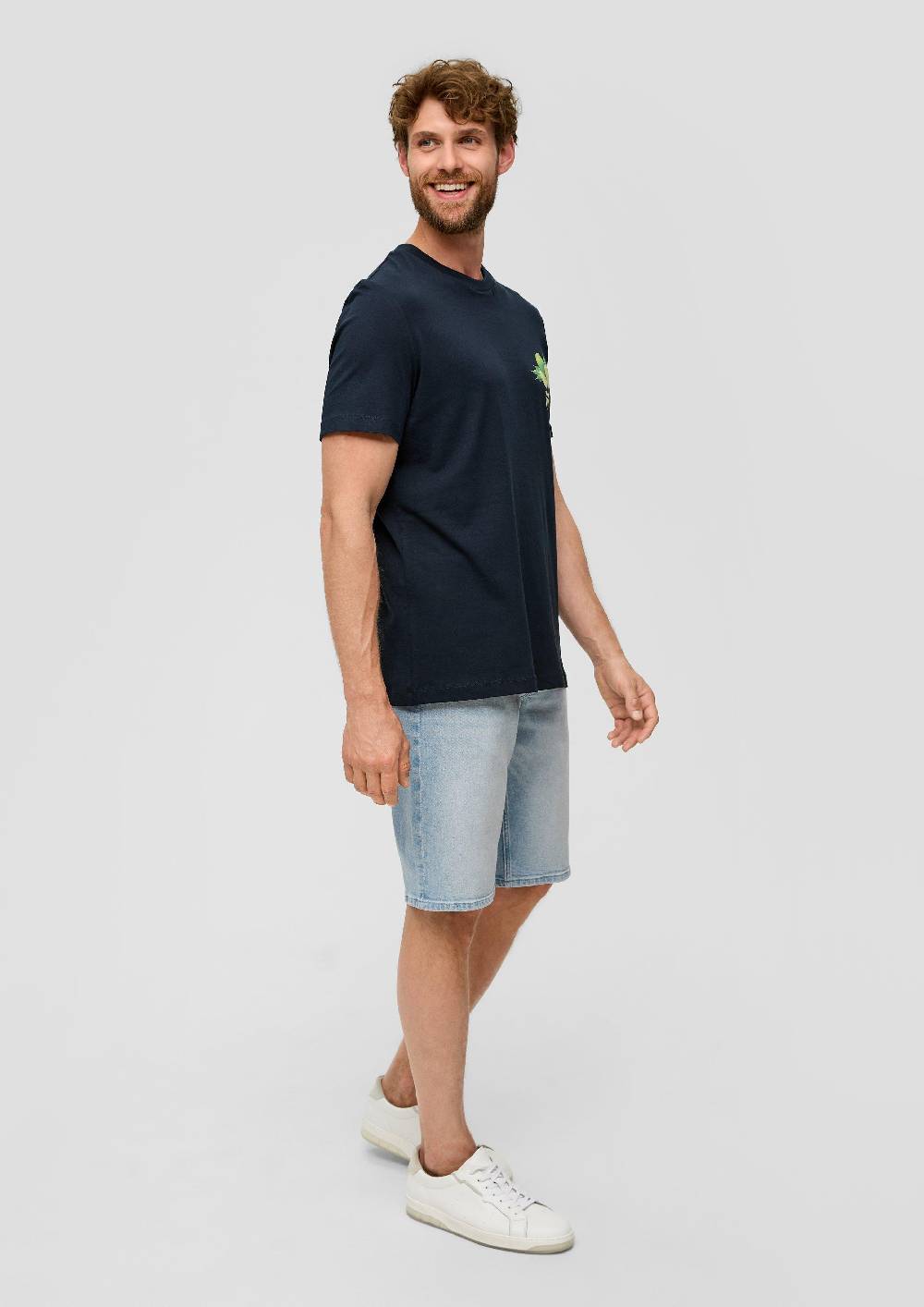 S.Oliver Baumwoll-T-Shirt Mit Crew Neck Und Frontprint