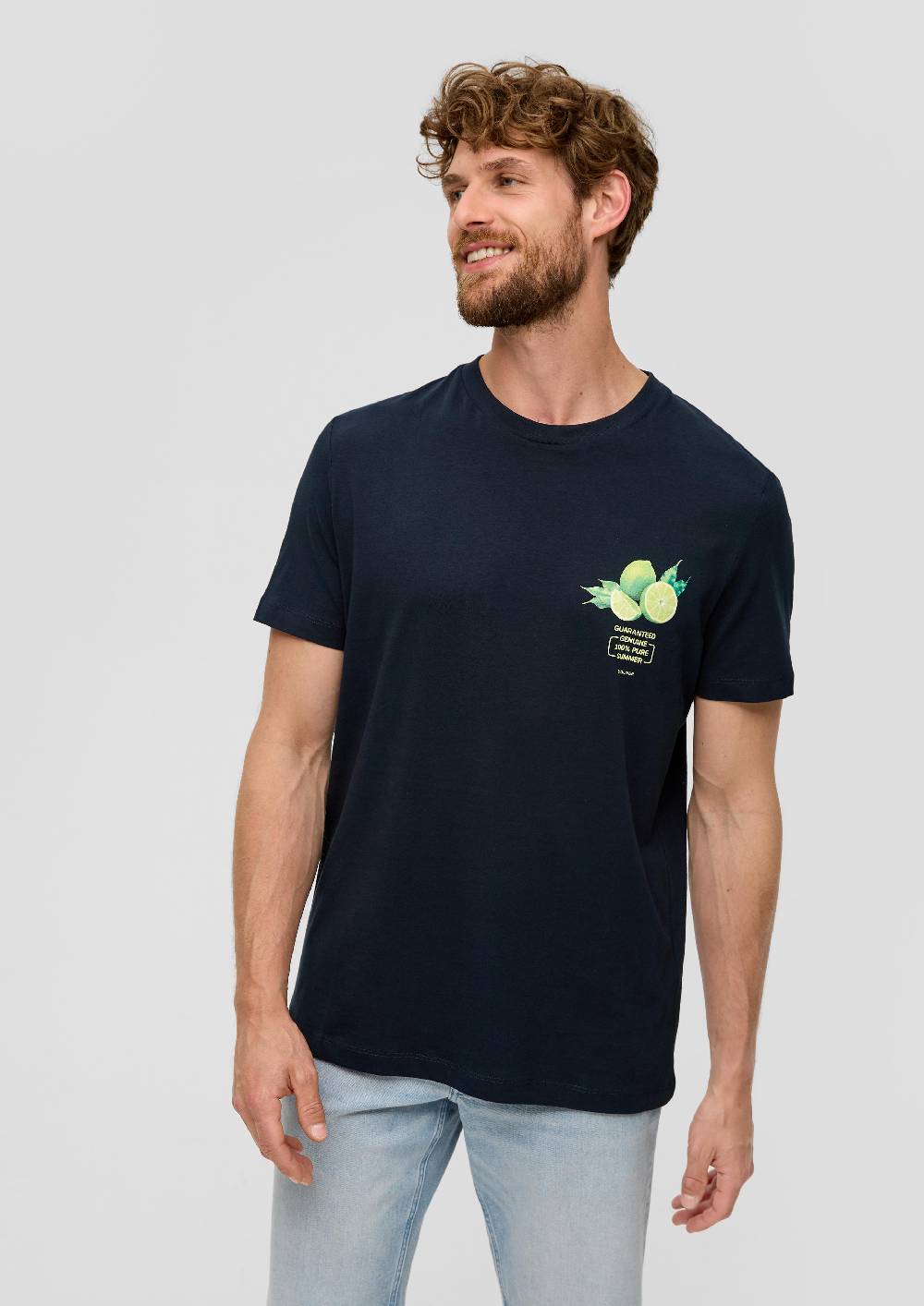 S.Oliver Baumwoll-T-Shirt Mit Crew Neck Und Frontprint