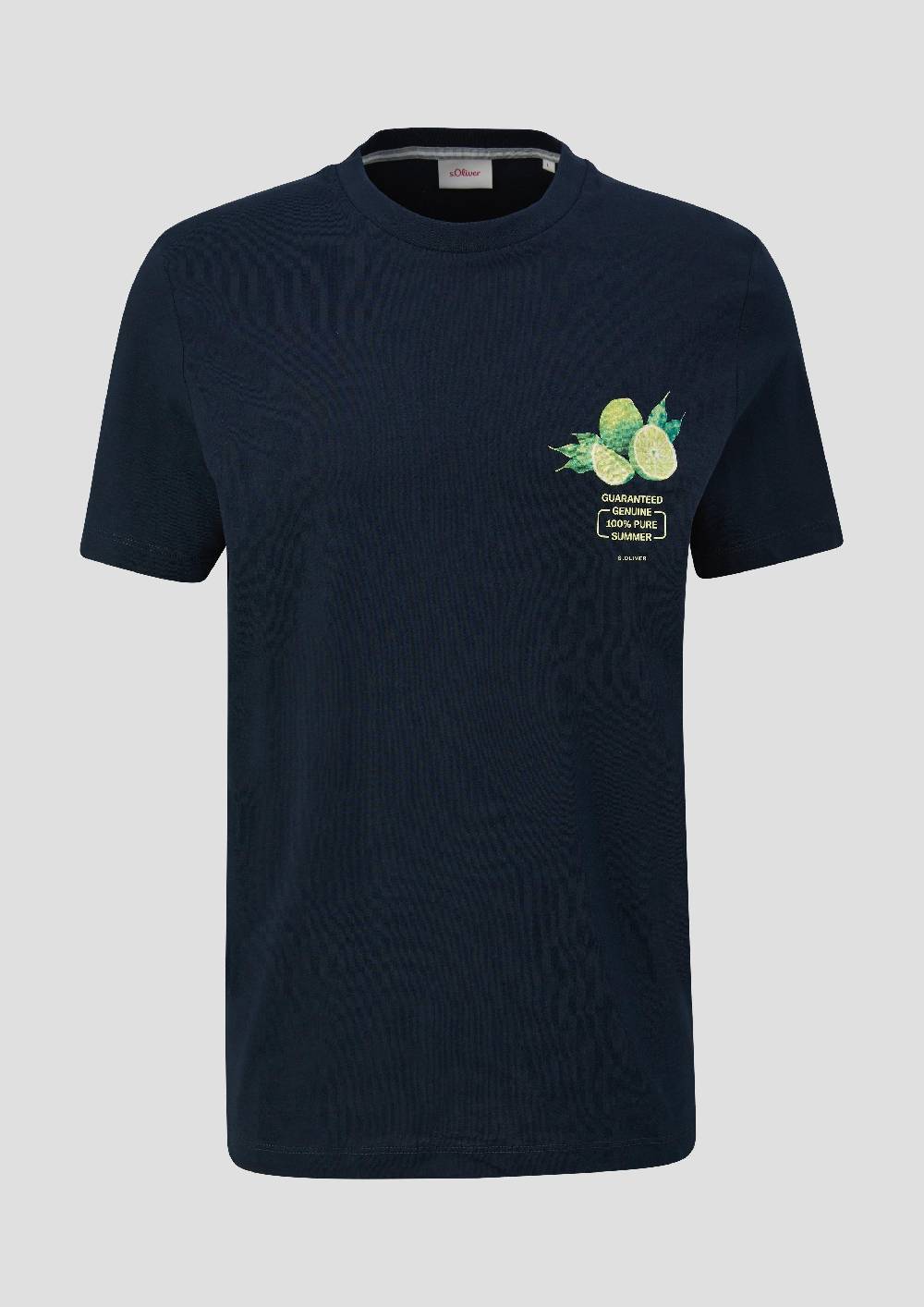 S.Oliver Baumwoll-T-Shirt Mit Crew Neck Und Frontprint